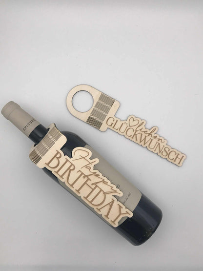 Flaschenanhänger aus Holz für Weinflaschen, personalisierte Dekoration, Geburtstagsgeschenk.