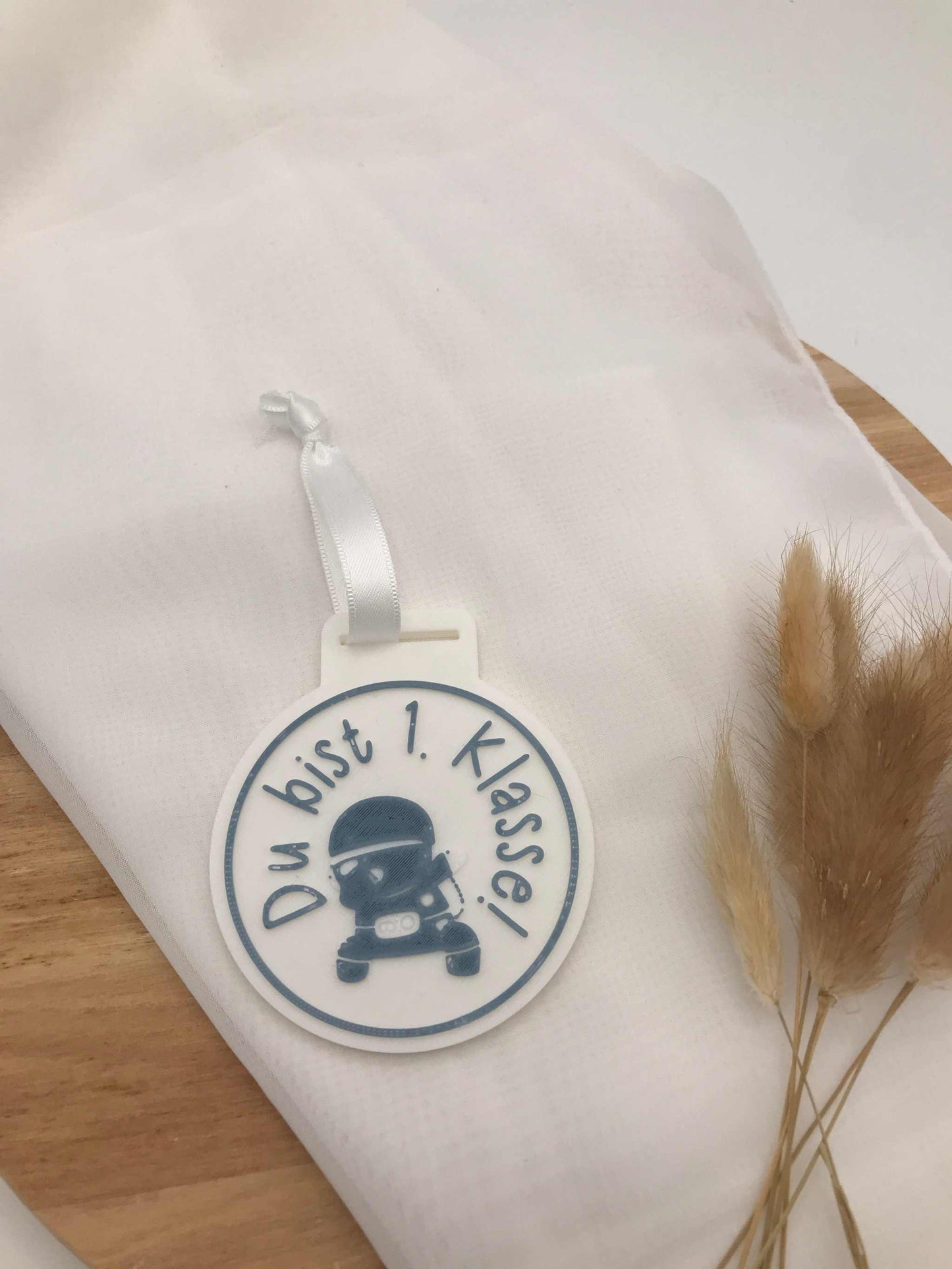 Medaille zur Einschulung – Geschenk für Schulanfang – 3D Druck mit Wunsch-Spruch