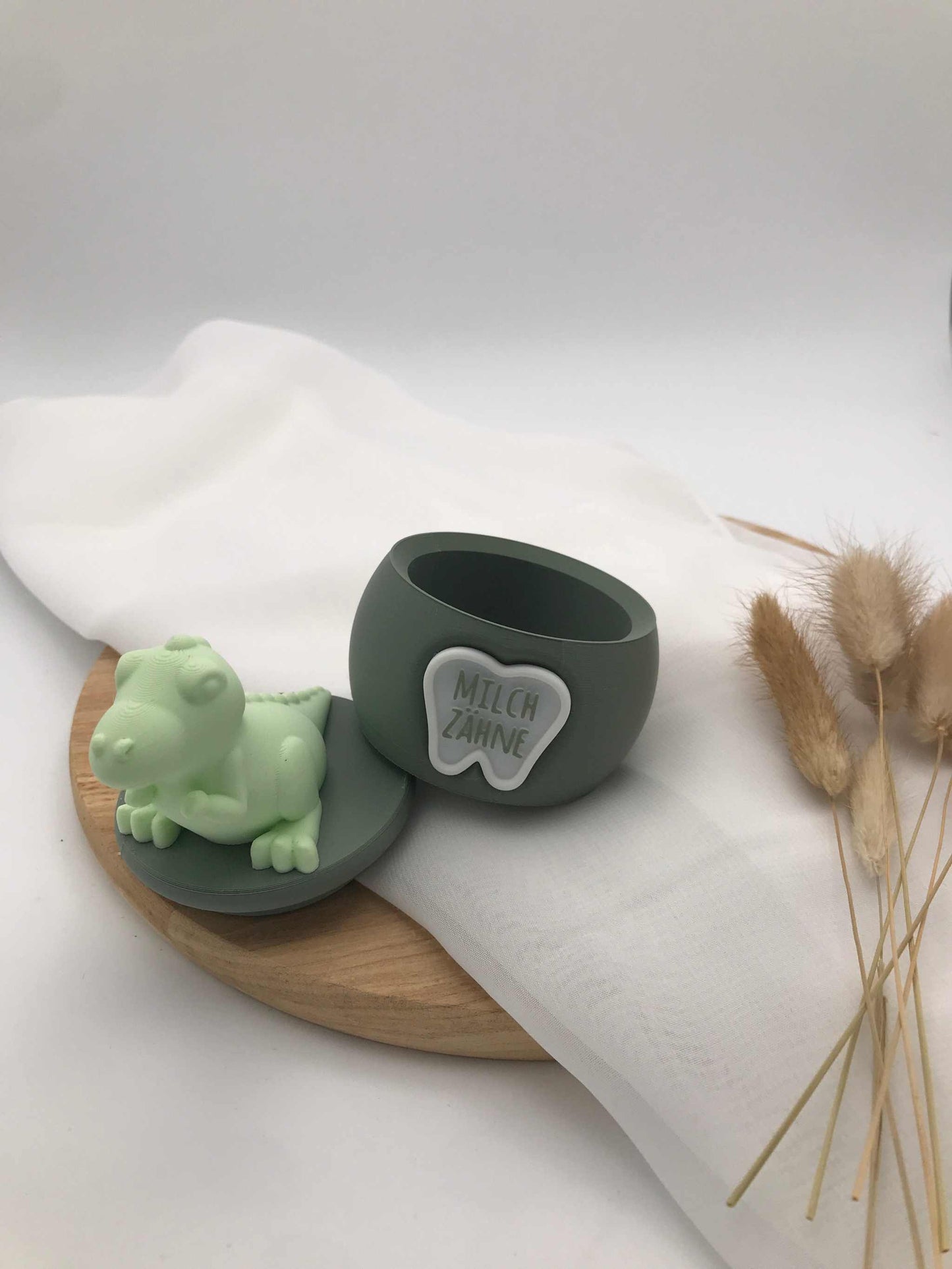 Milchzahndose aus 3D-Druck – PLA Zahndose für Kinder – Aufbewahrung für erste Zähne – Dino