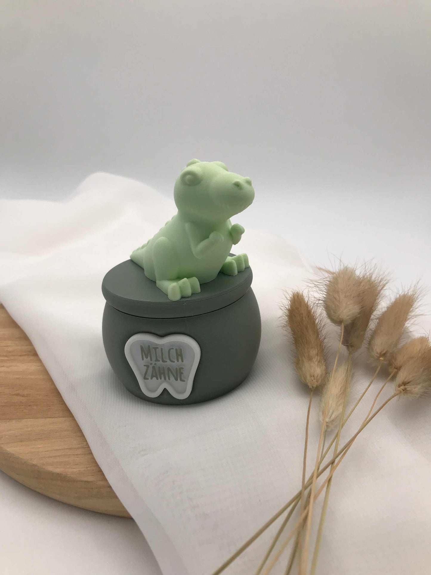 Milchzahndose aus 3D-Druck – PLA Zahndose für Kinder – Aufbewahrung für erste Zähne – Dino