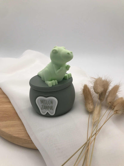 Milchzahndose aus 3D-Druck – PLA Zahndose für Kinder – Aufbewahrung für erste Zähne – Dino