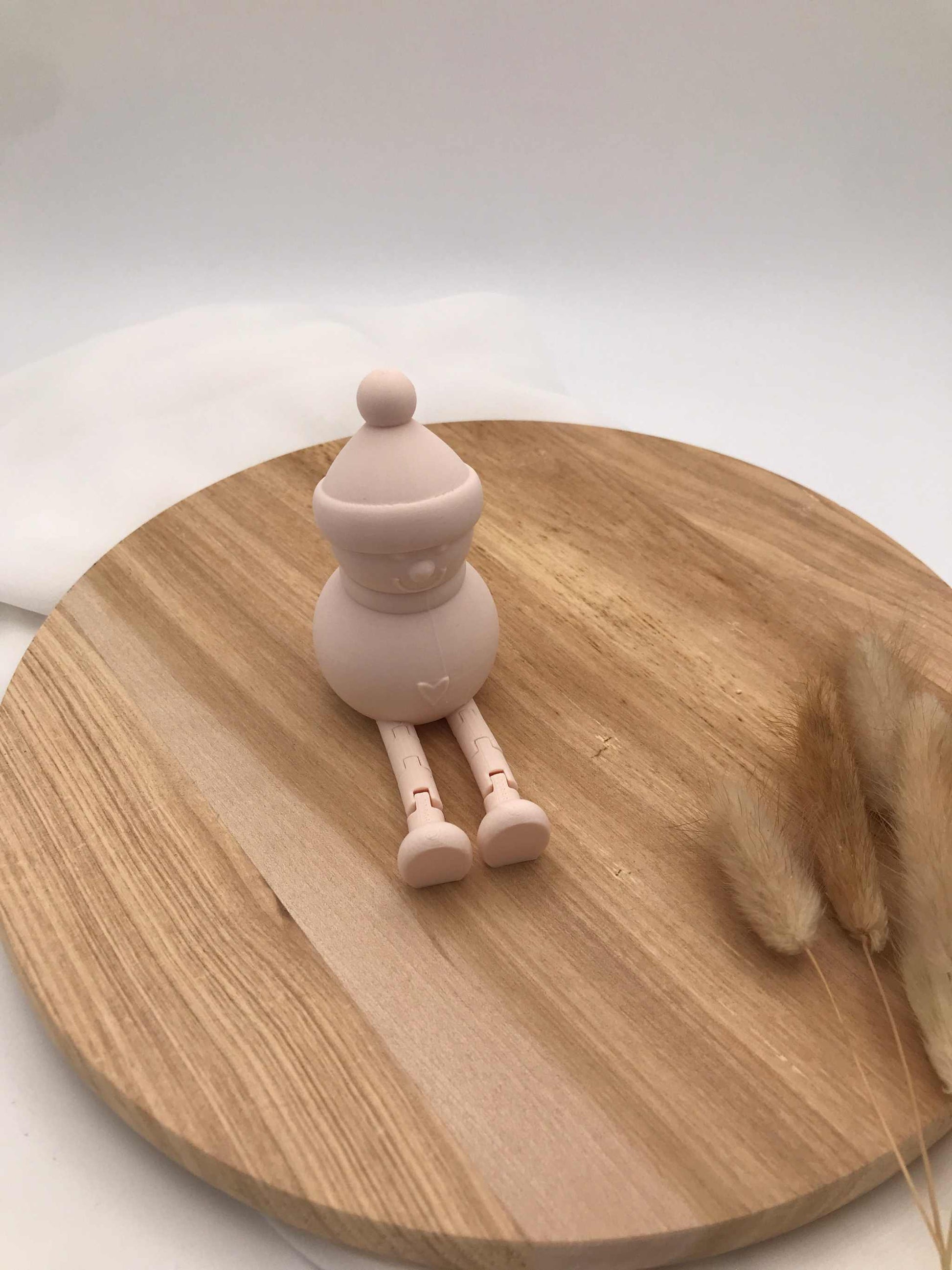 Schneemann Weihnachtsdeko aus 3D-Druck PLA mit beweglichen Gelenkbeinen, handgefertigt und nachhaltig, 7,5 cm groß
