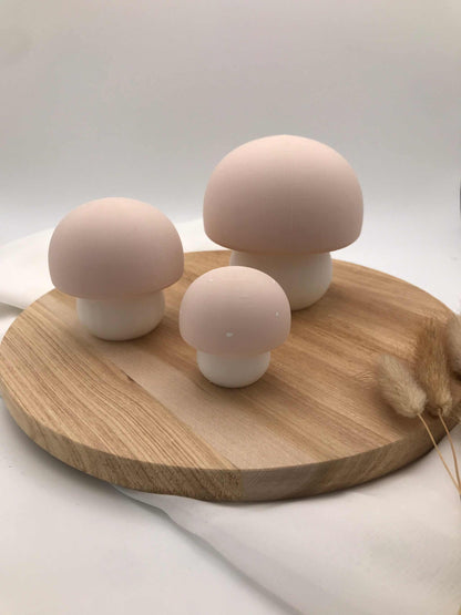 nachhaltige 3D-gedruckte Deko-Pilze aus PLA in verschiedenen Größen für herbstliche Dekoration