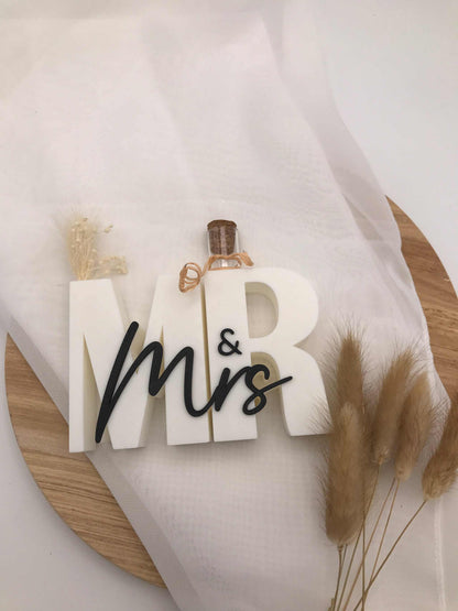 Geldgeschenk zur Hochzeit – Mr & Mrs Schriftzug – 3D Druck personalisiert – Hochzeitsgeschenk modern & kreativ