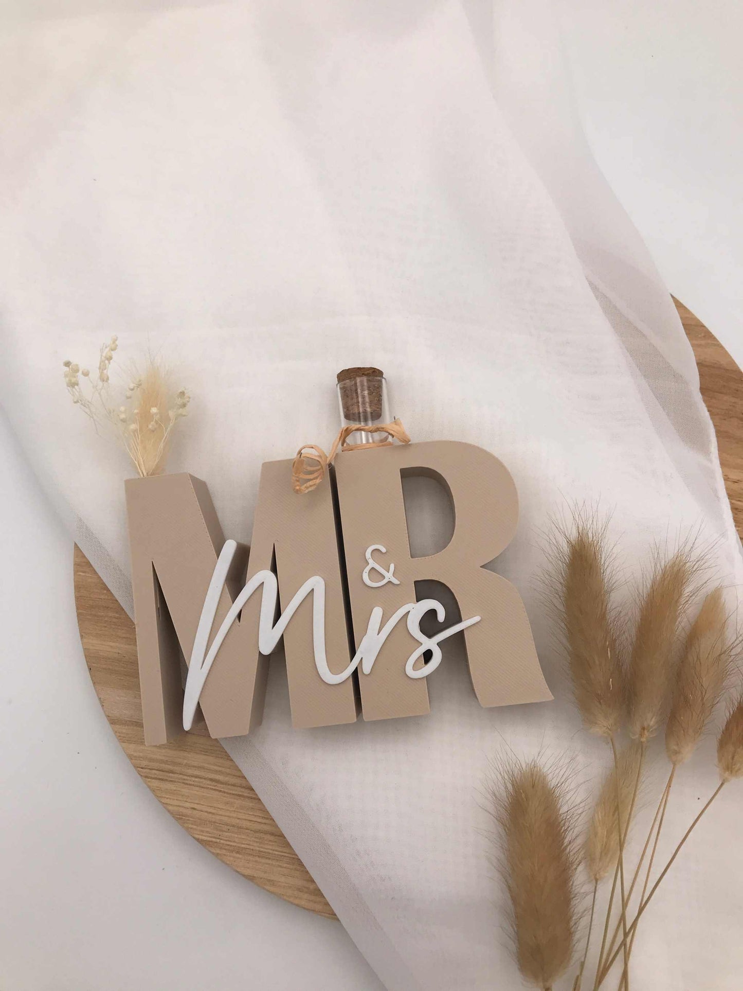 Geldgeschenk zur Hochzeit – Mr & Mrs Schriftzug – 3D Druck personalisiert – Hochzeitsgeschenk modern & kreativ