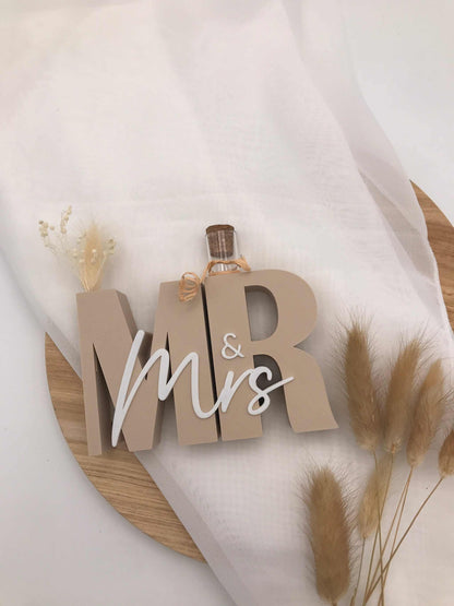 Geldgeschenk zur Hochzeit – Mr & Mrs Schriftzug – 3D Druck personalisiert – Hochzeitsgeschenk modern & kreativ