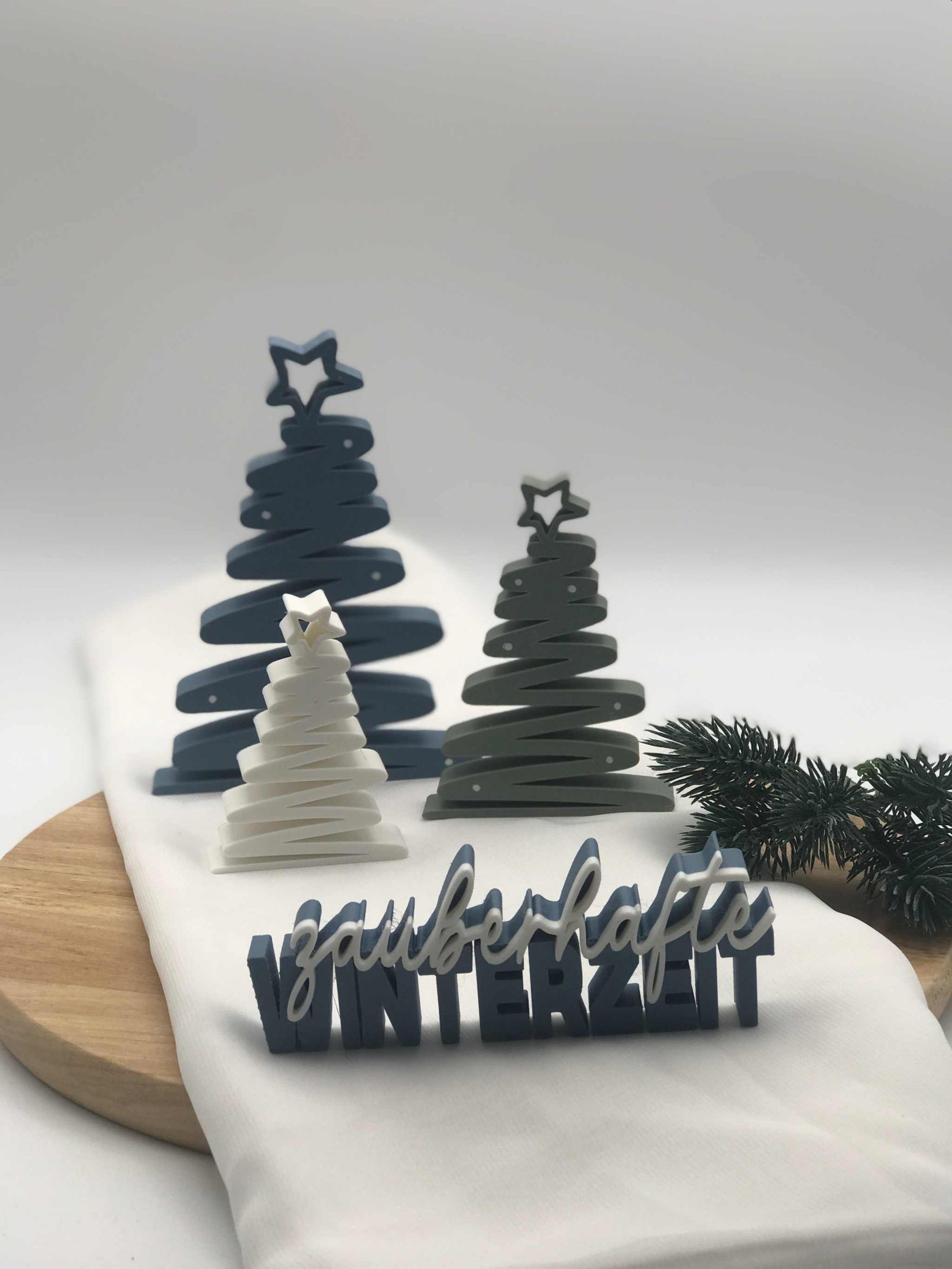 Handgemachter 3D-Druck Schriftzug Zauberhafte Winterzeit aus PLA für Weihnachten Dekoration