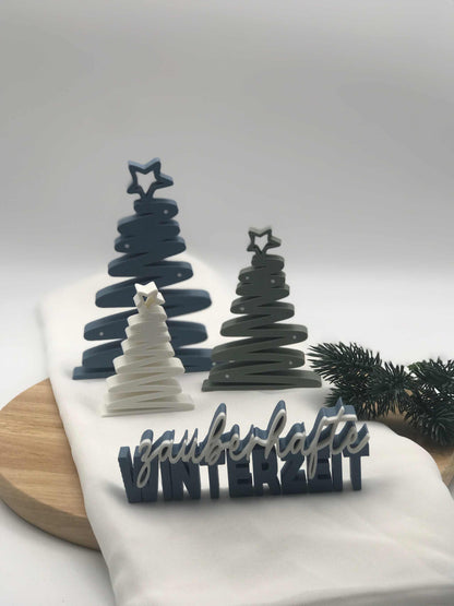 Handgemachter 3D-Druck Schriftzug Zauberhafte Winterzeit aus PLA für Weihnachten Dekoration