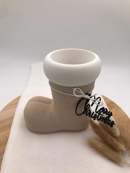 moderner Nikolausstiefel aus biologisch abbaubarem PLA im 3D-Druck, nachhaltige Weihnachtsdeko und Geschenkidee zum Befüllen