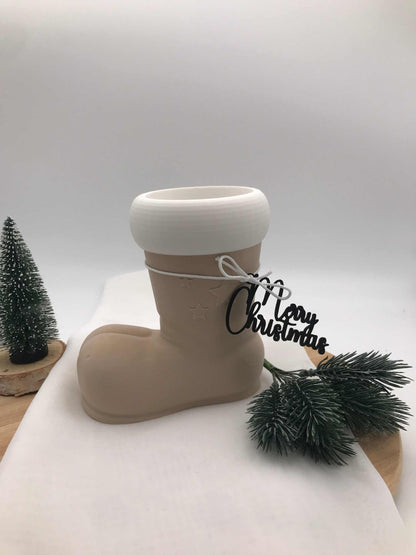 moderner Nikolausstiefel aus biologisch abbaubarem PLA im 3D-Druck, nachhaltige Weihnachtsdeko und Geschenkidee zum Befüllen