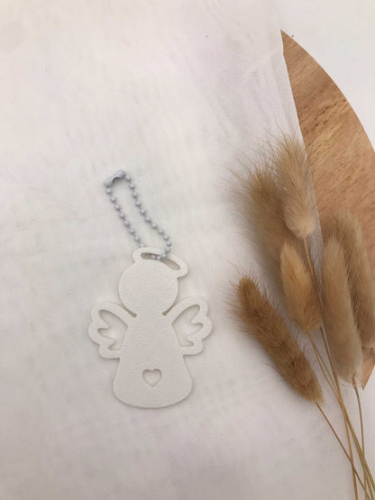 Engel Schlüsselanhänger aus nachhaltigem PLA in drei Farben als Schutzengel Geschenk und Accessoire