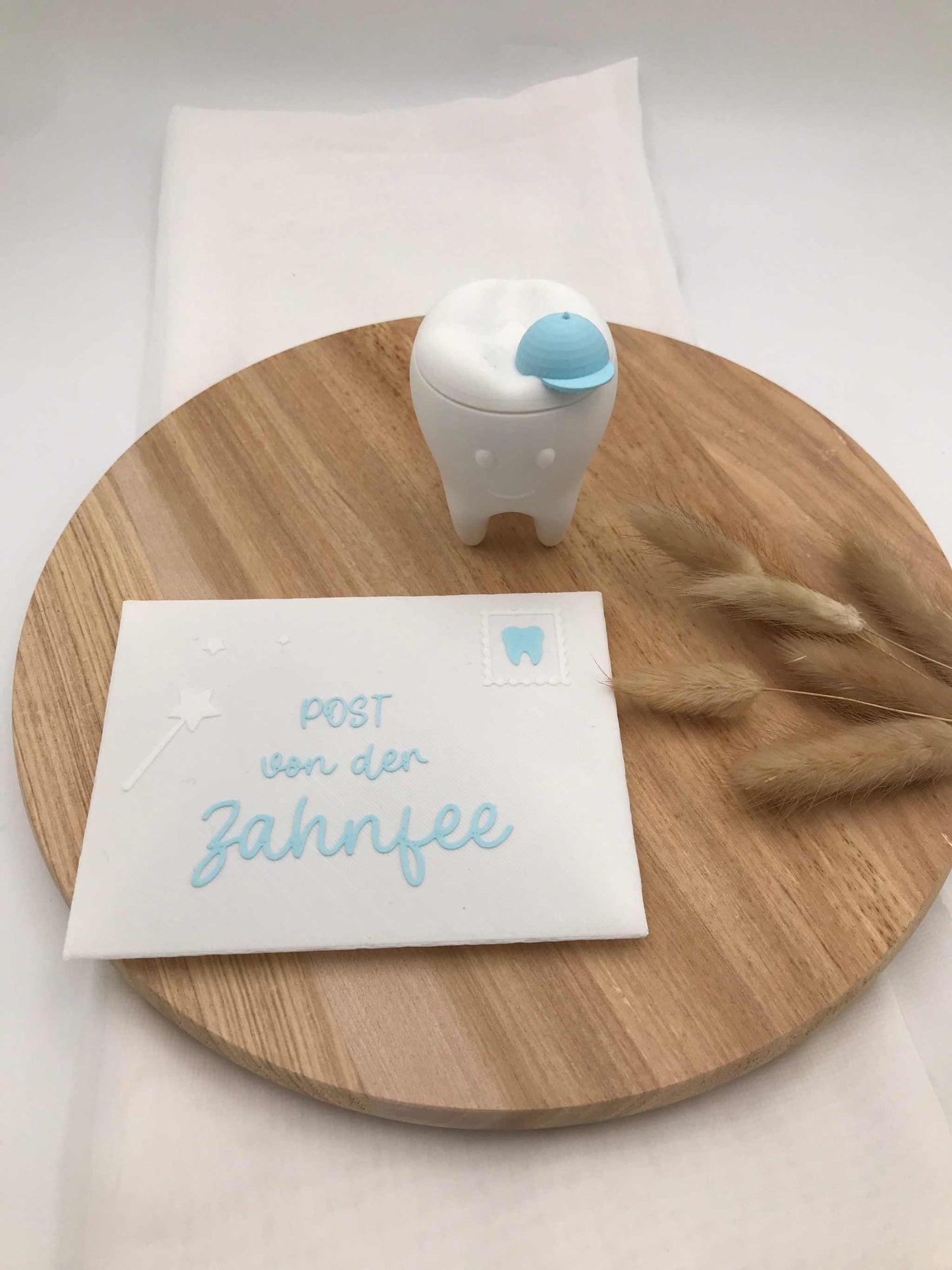 Milchzahndose Zahnfee 3D-gedruckte PLA Dosen in Form von Zähnen mit Schleife und Kappe