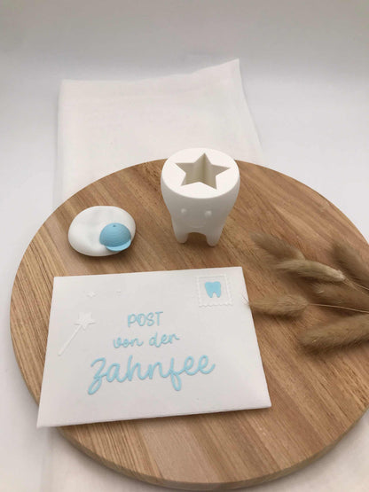 Milchzahndose Zahnfee 3D-gedruckte PLA Dosen in Form von Zähnen mit Schleife und Kappe