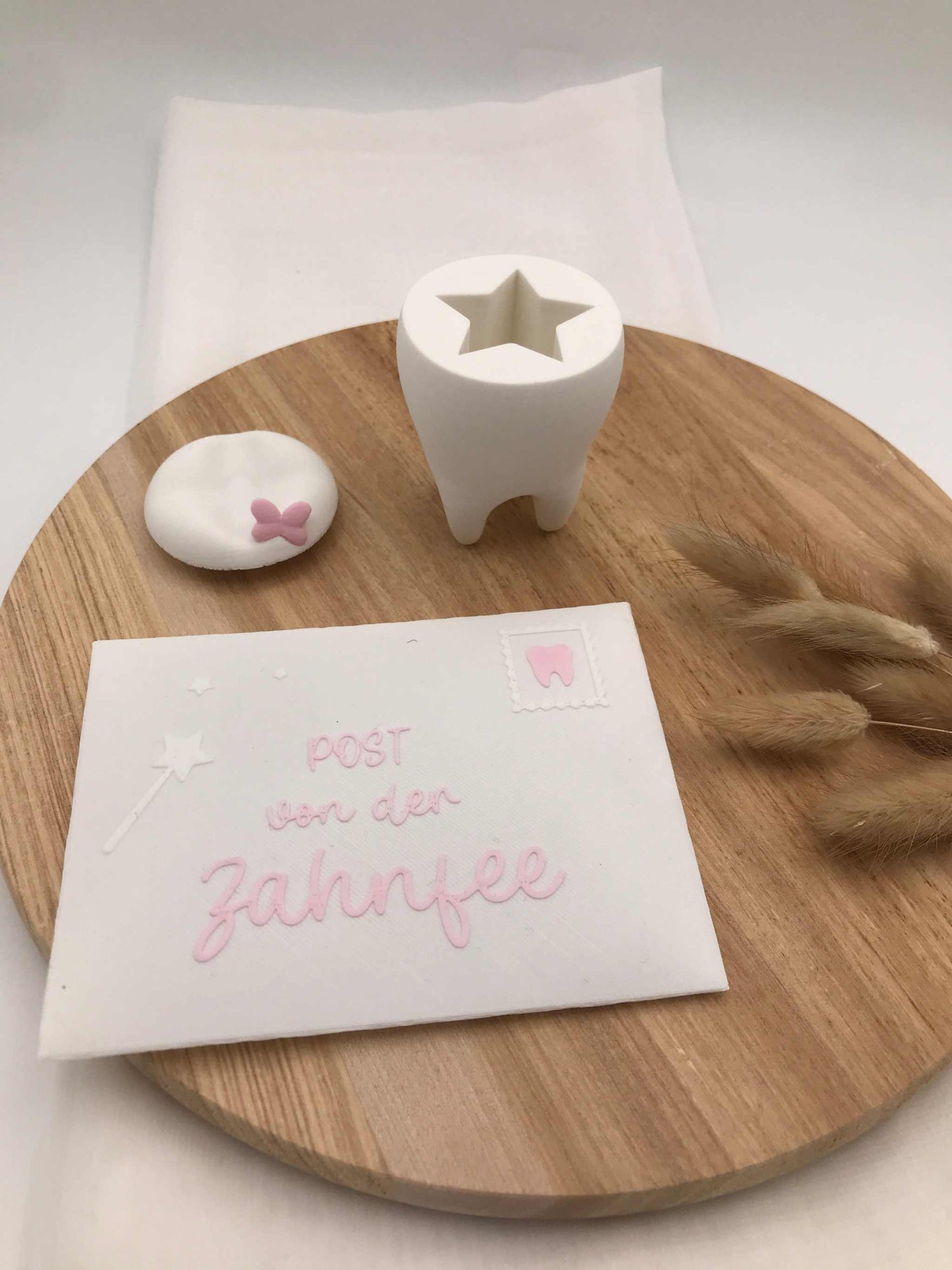 Milchzahndose Zahnfee 3D-gedruckte PLA Dosen in Form von Zähnen mit Schleife und Kappe