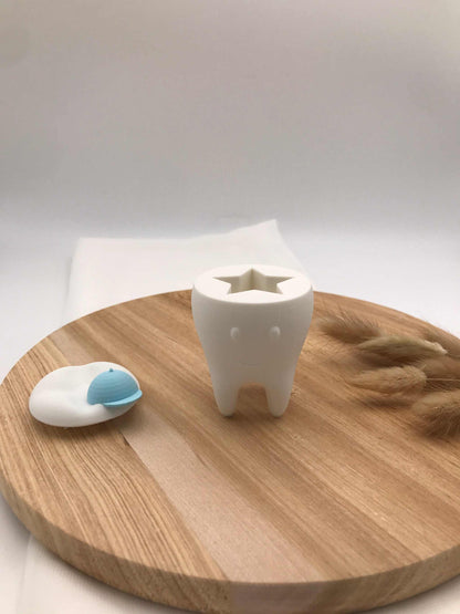 Milchzahndose Zahnfee 3D-gedruckte PLA Dosen in Form von Zähnen mit Schleife und Kappe