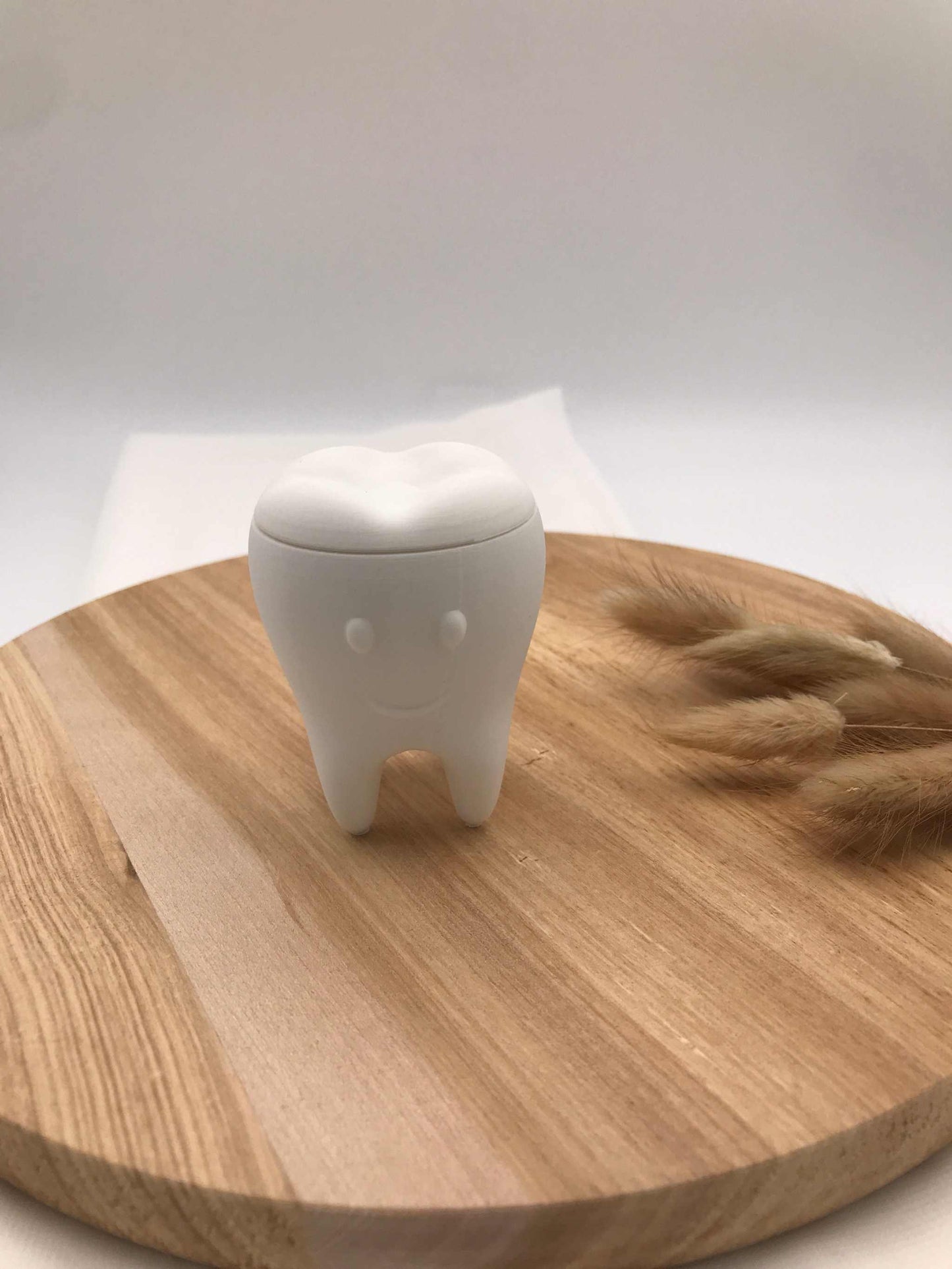 Milchzahndose Zahnfee 3D-gedruckte PLA Dosen in Form von Zähnen mit Schleife und Kappe