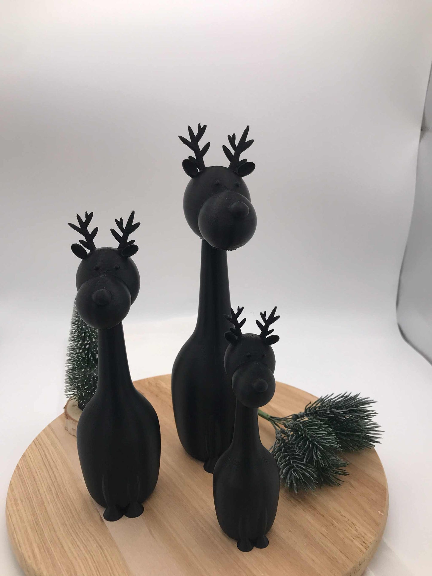 3D-Druck Elchi Ole minimalistische schwarze Winterdeko in drei Größen aus PLA