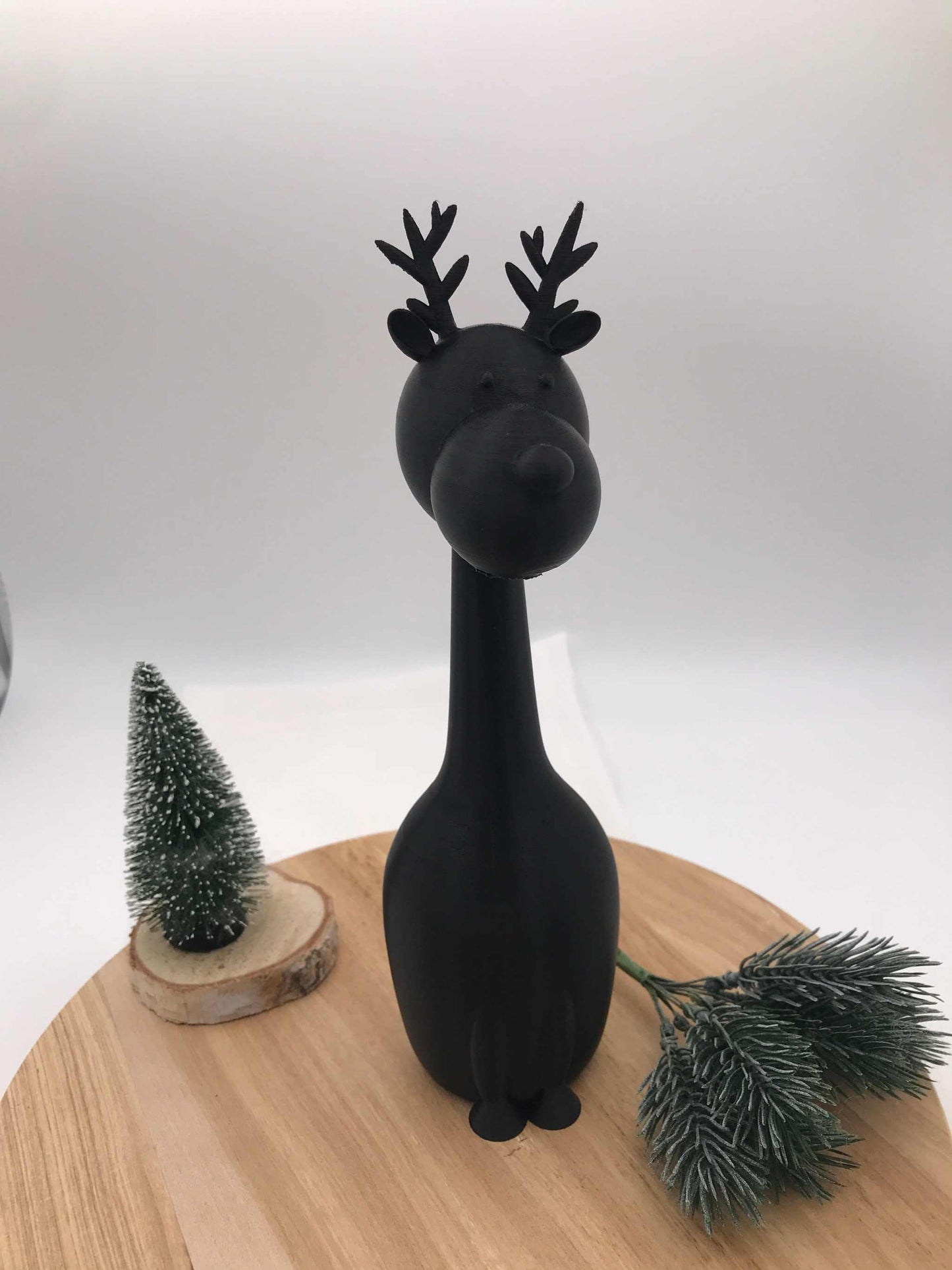 3D-Druck Elchi Ole minimalistische schwarze Winterdeko in drei Größen aus PLA
