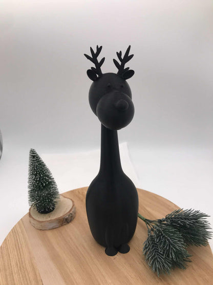 3D-Druck Elchi Ole minimalistische schwarze Winterdeko in drei Größen aus PLA