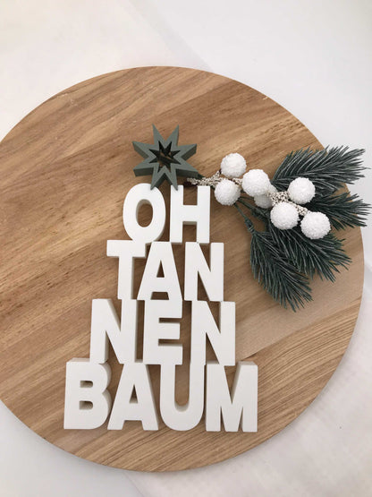 Oh Tannenbaum Dekofigur aus 3D-Druck PLA mit Stern und Winterdeko
