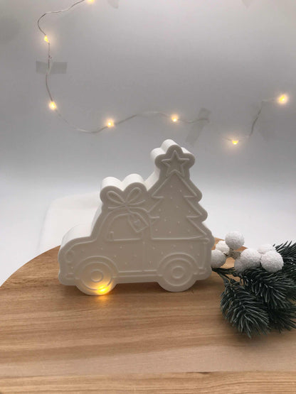 Weihnachten Deko Auto mit Tannenbaum – Modernes 3D PLA Winterdeko