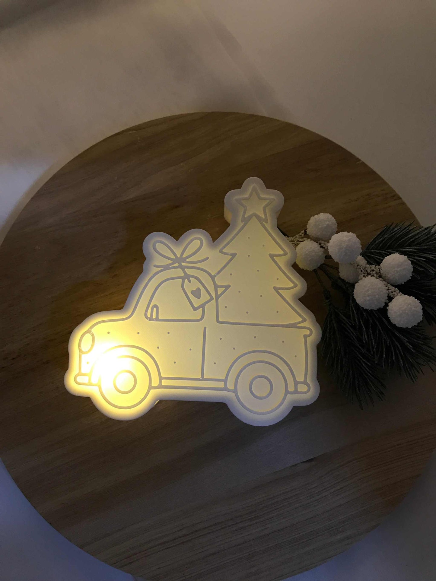 Weihnachten Deko Auto mit Tannenbaum – Modernes 3D PLA Winterdeko