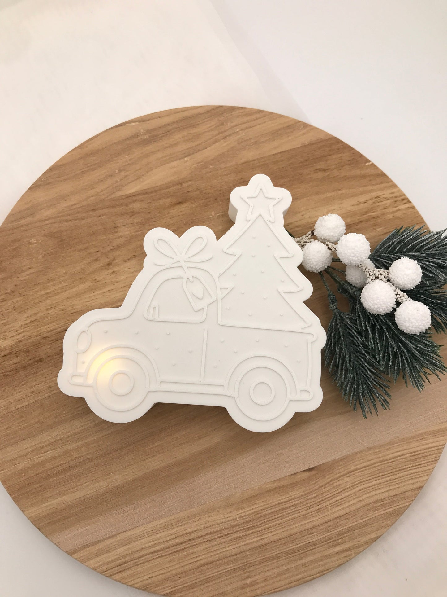 Weihnachten Deko Auto mit Tannenbaum – Modernes 3D PLA Winterdeko