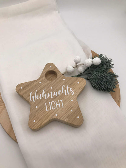 Kerzenhalter Stern aus Eichenholz – Natürliche Weihnachtsdeko für stimmungsvolles Ambiente