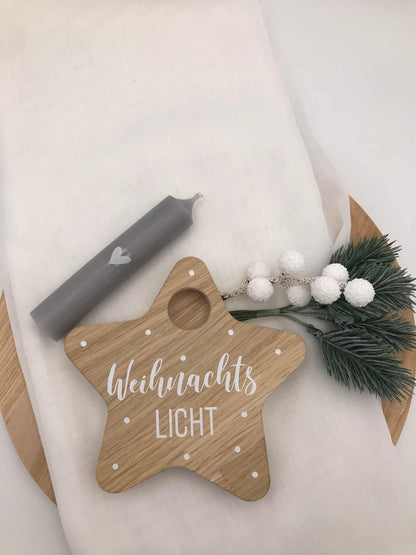 Kerzenhalter Stern aus Eichenholz – Natürliche Weihnachtsdeko für stimmungsvolles Ambiente