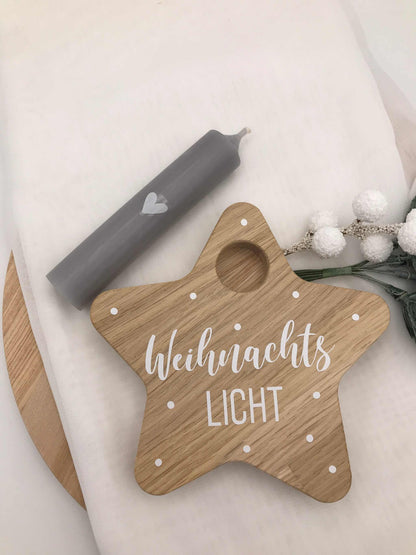 Kerzenhalter Stern aus Eichenholz – Natürliche Weihnachtsdeko für stimmungsvolles Ambiente