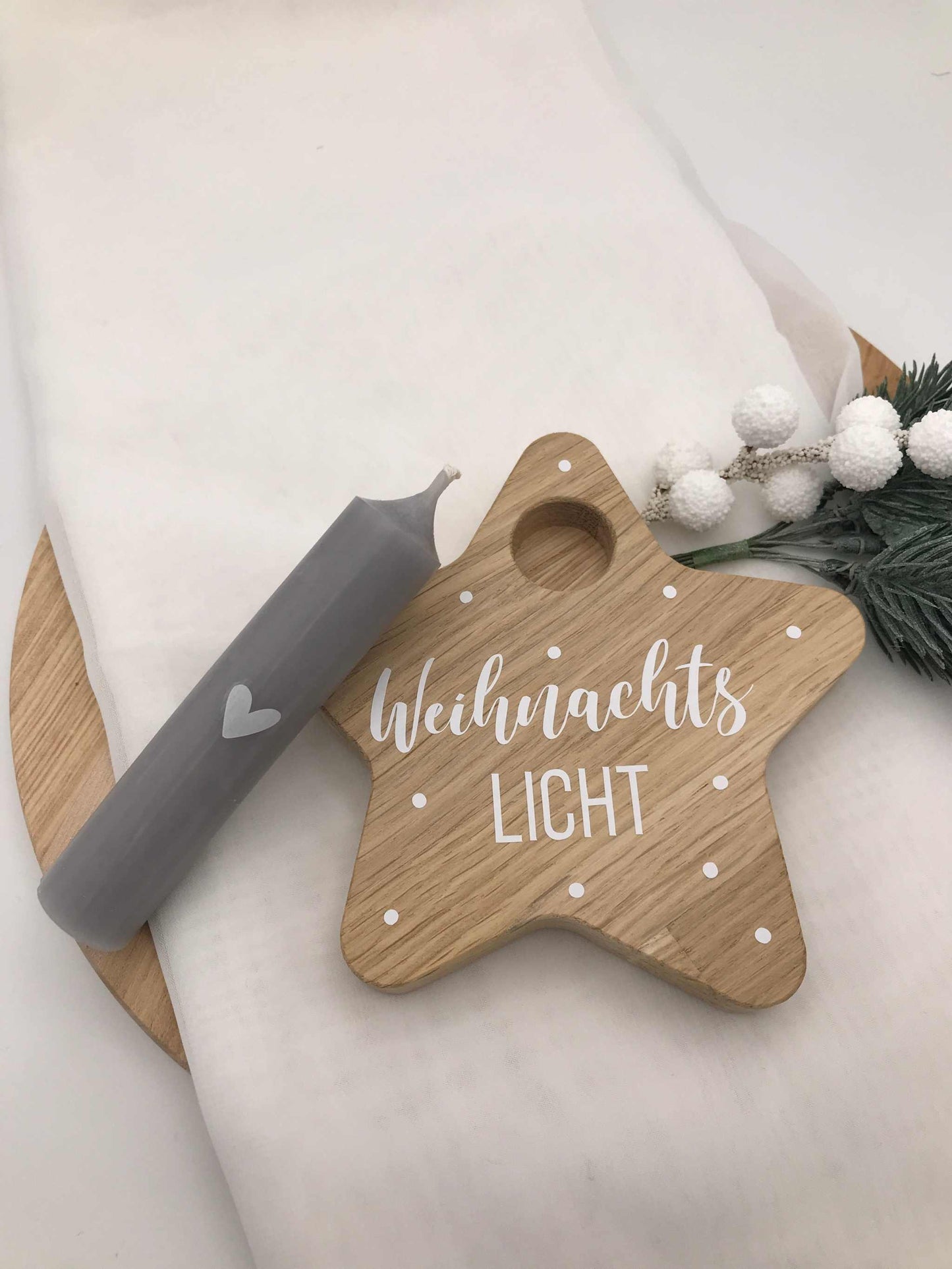 Kerzenhalter Stern aus Eichenholz – Natürliche Weihnachtsdeko für stimmungsvolles Ambiente