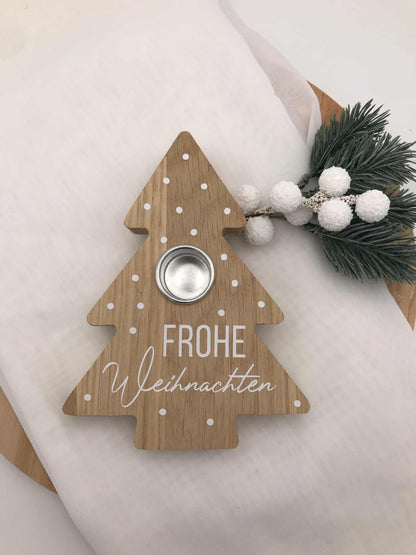 Kerzenhalter Tannenbaum aus Eichenholz – Natürliche Weihnachtsdeko für stimmungsvolles Ambiente
