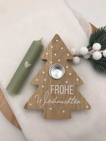 Kerzenhalter Tannenbaum aus Eichenholz – Natürliche Weihnachtsdeko für stimmungsvolles Ambiente