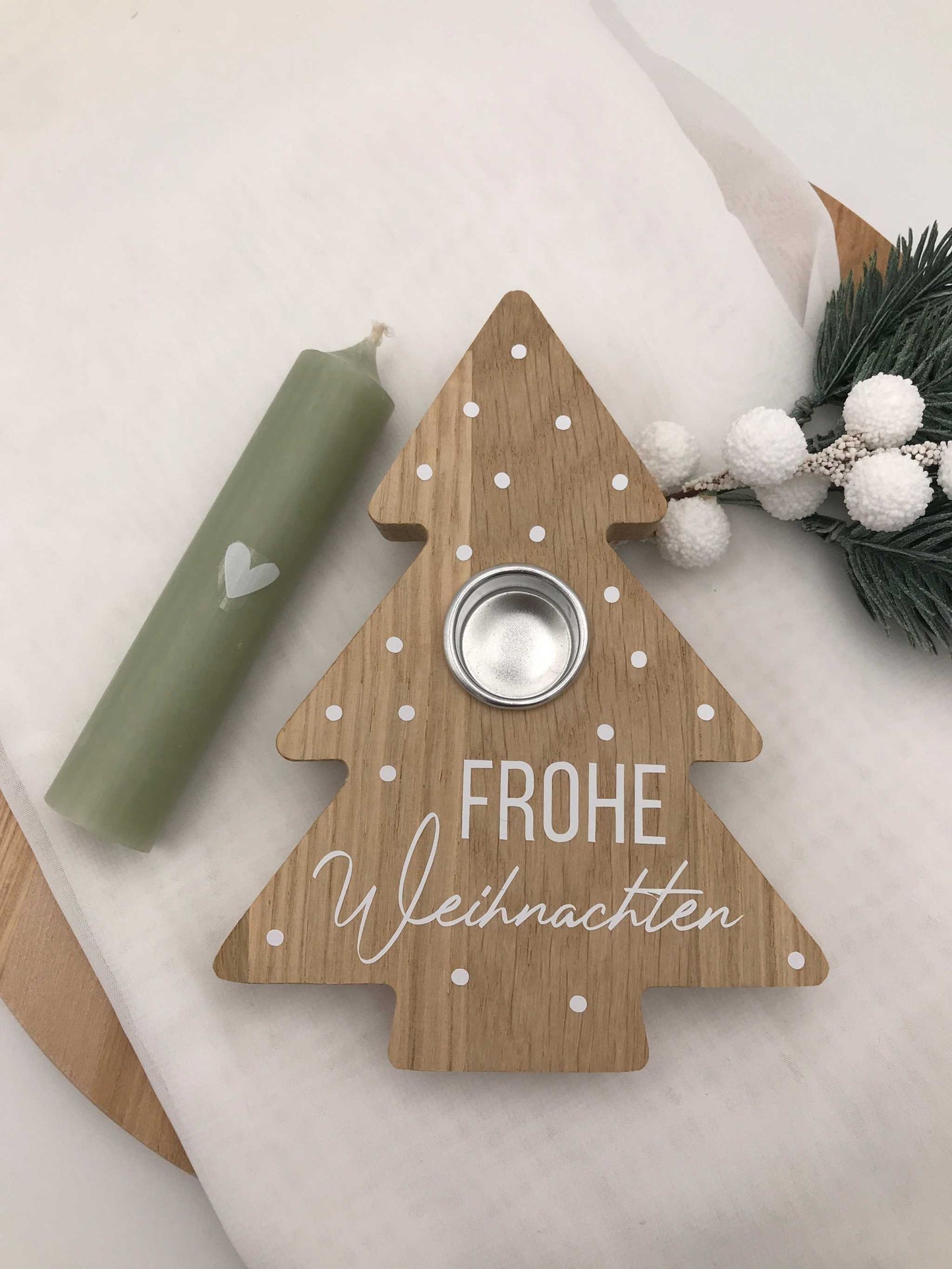 Kerzenhalter Tannenbaum aus Eichenholz – Natürliche Weihnachtsdeko für stimmungsvolles Ambiente