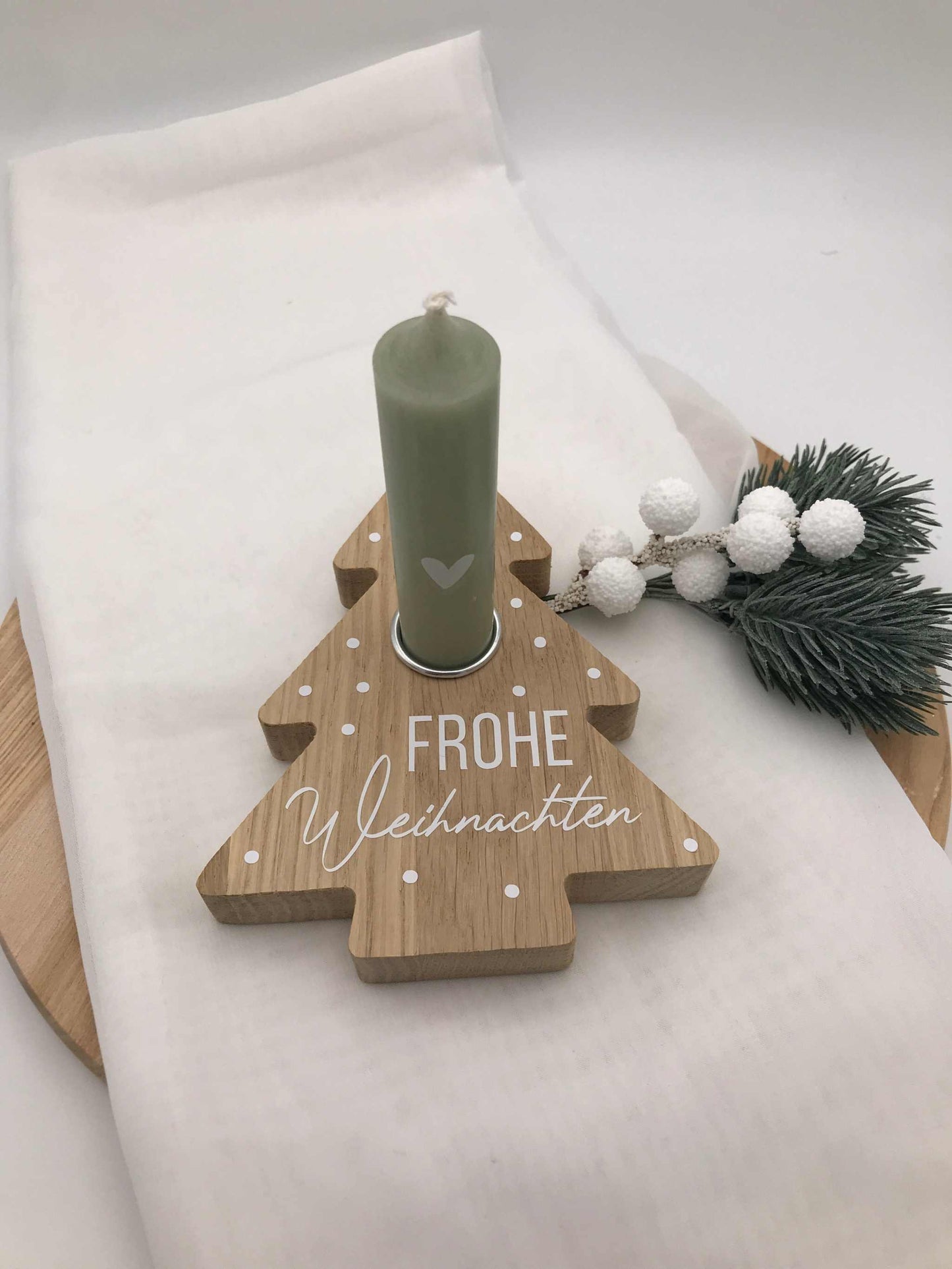 Kerzenhalter Tannenbaum aus Eichenholz – Natürliche Weihnachtsdeko für stimmungsvolles Ambiente