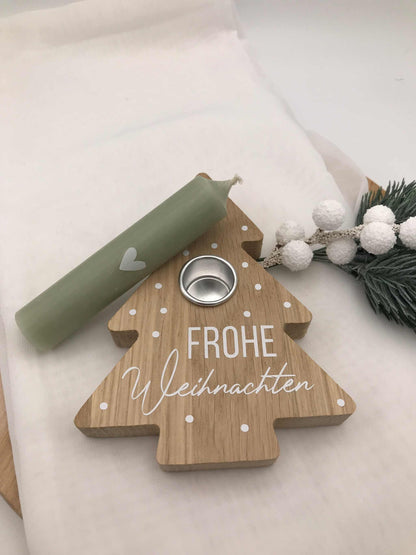 Kerzenhalter Tannenbaum aus Eichenholz – Natürliche Weihnachtsdeko für stimmungsvolles Ambiente