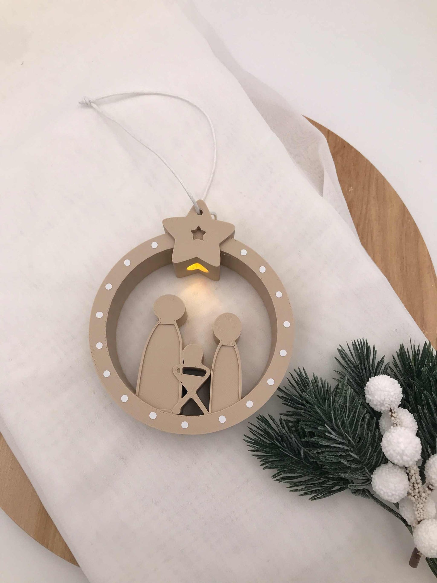 Weihnachtskrippe mit LED – liebevoller 3D-Druck Christbaumschmuck aus PLA