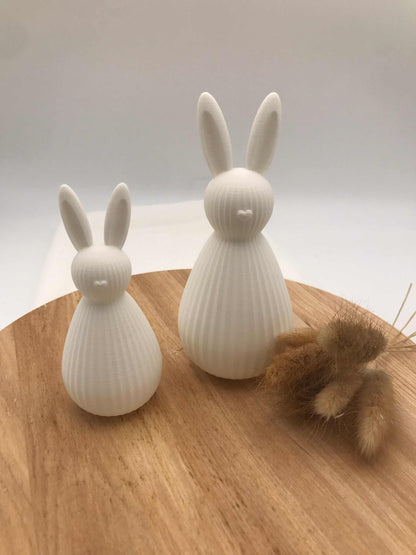 Moderner 3D-gedruckter minimalistischer Osterhase aus weißem PLA für Oster- und Frühlingsdeko