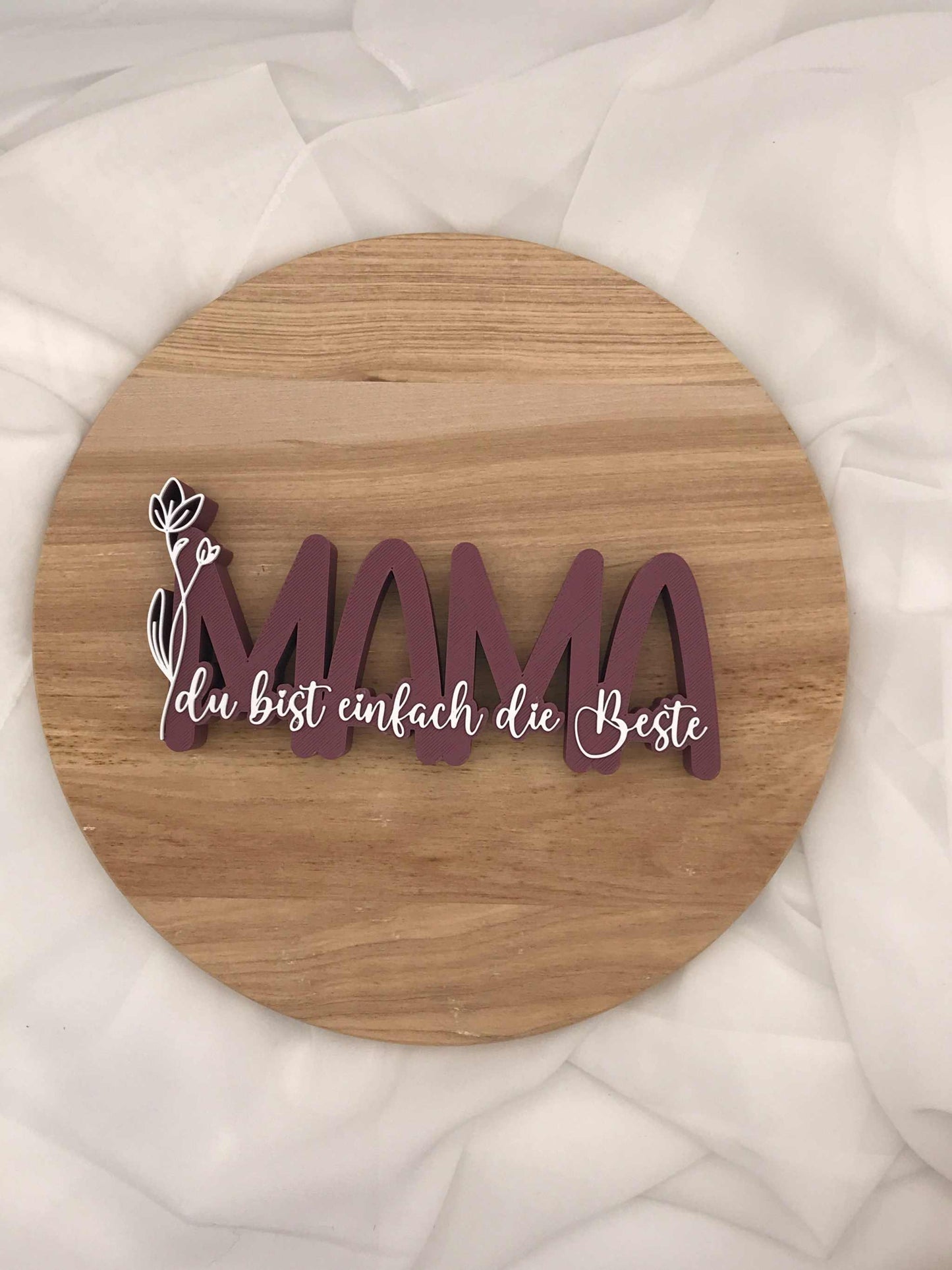 Mama Dekoschild mit Schriftzug „Du bist einfach die Beste“ in sanften Pastelltönen