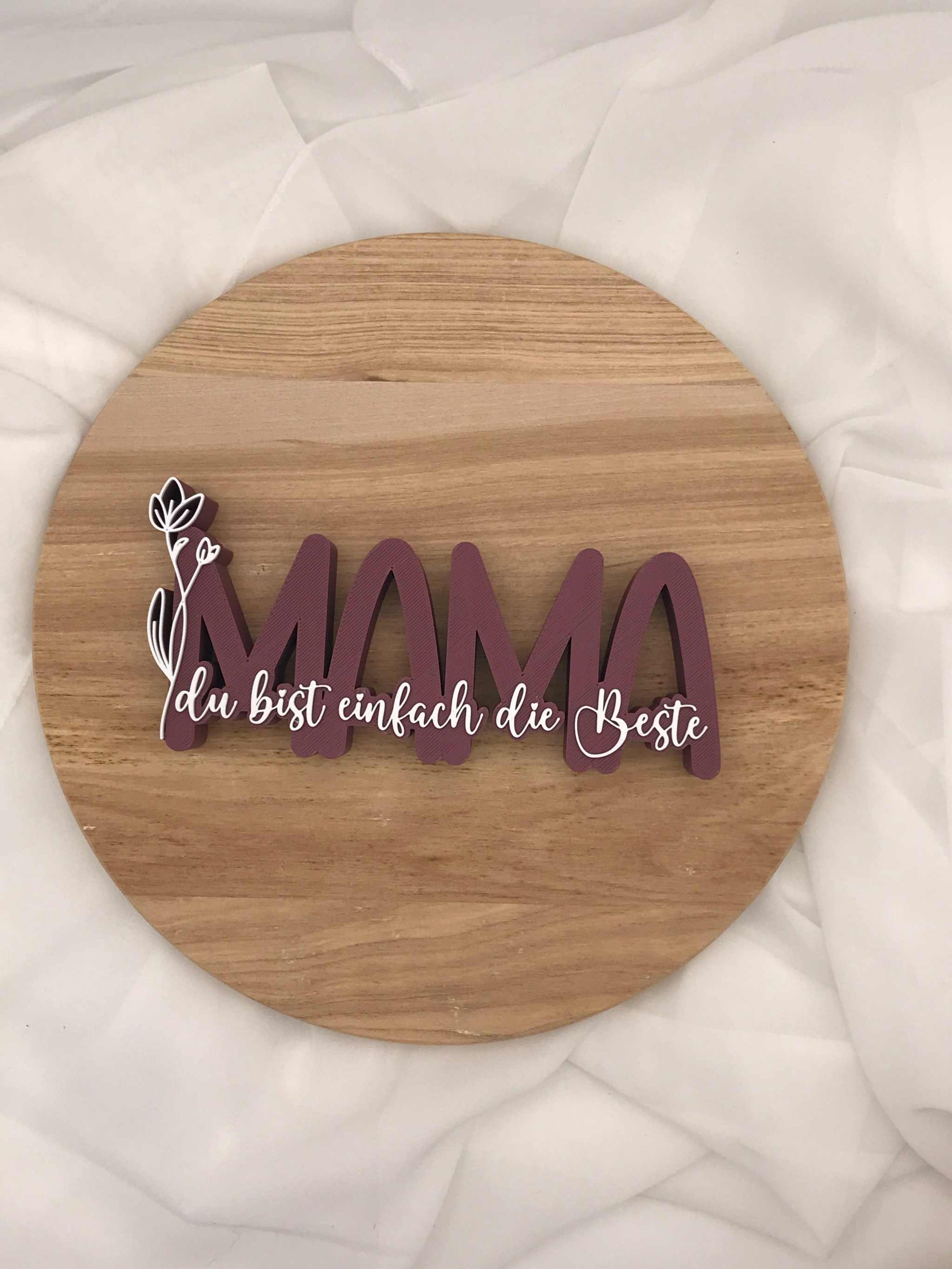 Mama Dekoschild mit Schriftzug „Du bist einfach die Beste“ in sanften Pastelltönen