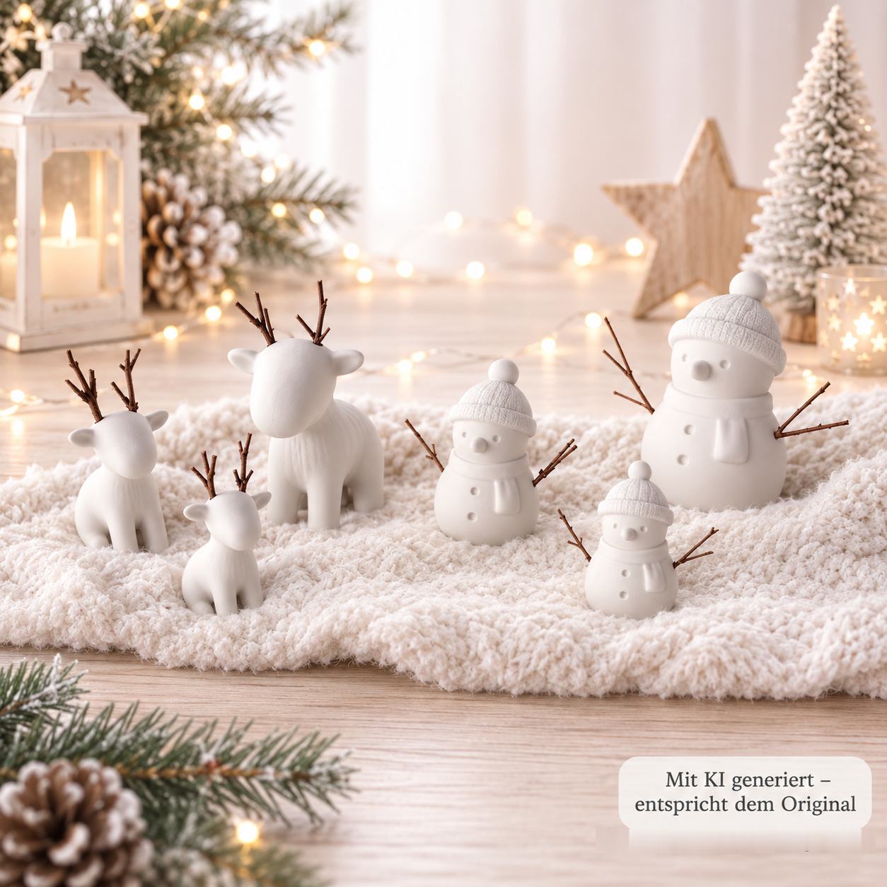 Schneemann & Rentier aus PLA – winterliche Weihnachtsdeko in 3 Größen
