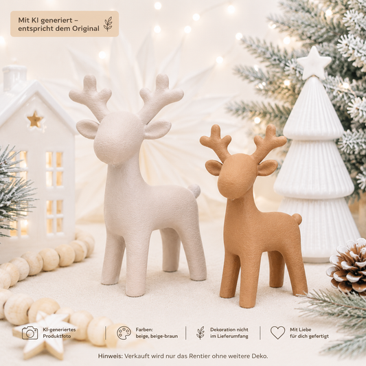 Modernes Rentier aus 3D-gedrucktem PLA in zwei Größen als Weihnachtsdeko