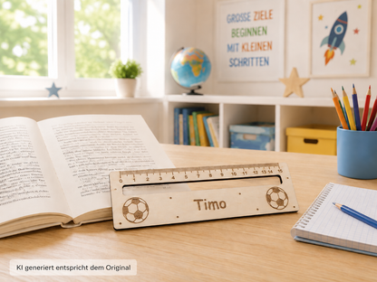 Personalisierte Lesehilfe aus Holz zur Einschulung mit Namen und Motiv graviert