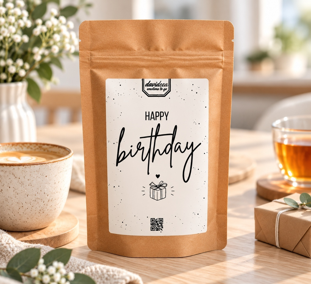 Kleine Aufmerksamkeit mit Kaffee oder Tee zum Geburtstag