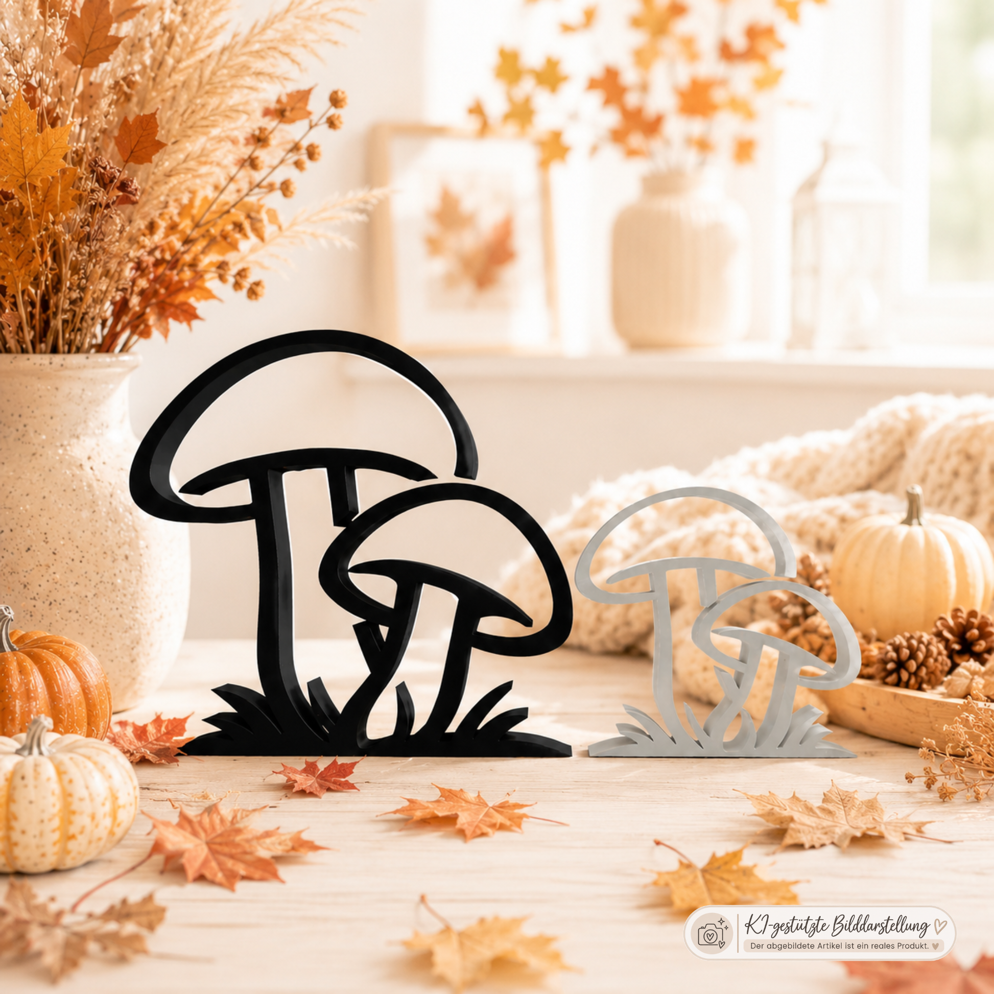Moderne 3D-gedruckte Pilz Deko aus PLA für herbstliche Wohnatmosphäre