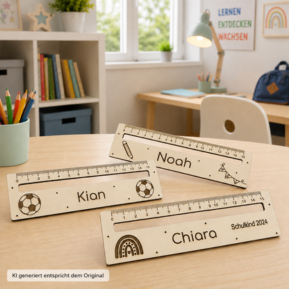 Personalisierte Lesehilfe aus Holz zur Einschulung mit Namen graviert