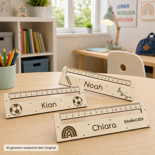 Personalisierte Lesehilfe aus Holz zur Einschulung mit Namen graviert