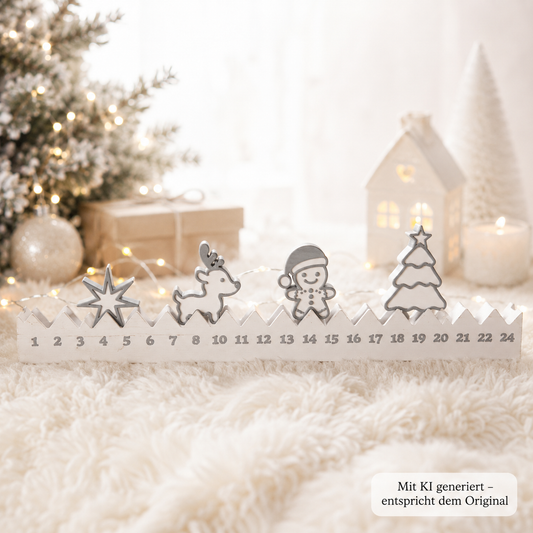 Weihnachtscountdown aus PLA mit Sternfigur auf Adventsbasis