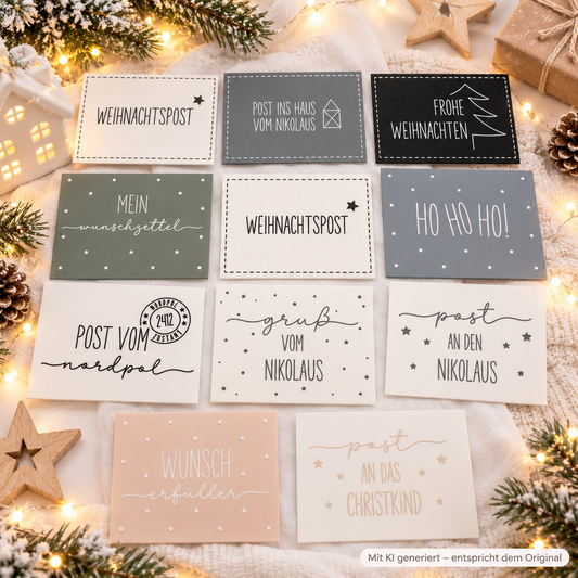 3D-gedruckte weihnachtsbriefumschläge aus PLA mit festlichen motiven